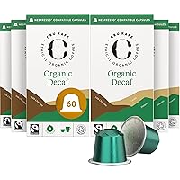 CRU Kafe Organic Nespresso Compatible Coffee Capsules, Single Origin Decaf (6 Boxes, Total 60 Pods)