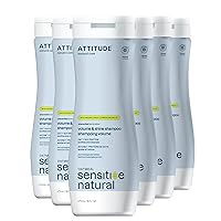 ATTITUDE Volume and Shine Hair Shampoo for Sensitive Dry Scalp, EWG Verified, Soothing Oat, For Thin Hair, Naturally Dervied Ingredients, Vegan and Plant-Based, Unscented, 16 Fl Oz (Pack of 6)