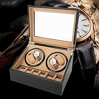 Fetcoi Luxury Automatic 2 Motor Watch Winder Leather Display Box Case Storage 4+6