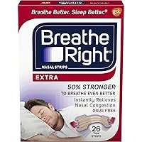 Breathe Right Extra Strength Clear Drug-Free Nasal Strips for Congestion Relief, 26 count - Pack of 4