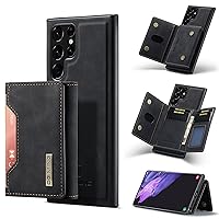 2 in 1 Magnetic Separable Wallet Leather Case for Samsung Galaxy A72 A52 A71 A51 A42 A32 A22 A12 5G 4G Shell, Soft Lined Card Holder Stand Back Cover(Black,A72 5G/4G)
