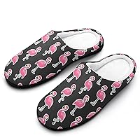 Beautiful Flamingo Stickers Men's Home Slippers Warm House Shoes Anti-Skid Rubber Sole for Home Spa Travel