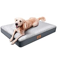 Orthopedic Dog Bed for Large Dogs - Big Waterproof Dog Bed with Removable Washable Cover & Anti-Slip Bottom, Extra Large Dog Crate Bed, Deluxe Plush Pet Bed Mat (Grey)