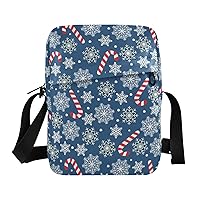 ALAZA Snowflakes and Candies Crossbody Bag Small Messenger Bag Shoulder Bag with Zipper for Women Men
