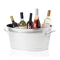 True Ice Buckets for Parties 6.3 Gallons (23.8 Liters), Large Galvanized Tubs for Drinks, Large Beverage Tubs for Parties, Galvanized Bucket, Set of 1