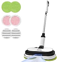 Cordless Electric Mop, Floor Cleaner with LED Headlight & Water Sprayer, Up to 60 mins Detachable Battery, Dual-Motor Powerful Spin Mop with 300ML Water Tank for Multi-Surface, Self-Propelled