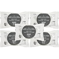 Hario Pegasus Coffee Paper Filter, 02 W, 100 Pieces, Made in Japan, 2 to 4 Cups, White, PEF-02-100W x 5 Pieces
