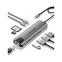 Lemorele USB C Hub Multiport Adapter 9 in 1 w/Gigabit Ethernet, 100W PD, HDMI 4K, 3 USB 2.0, 5Gbps USB C Data Port, SD/TF Card Reader, Dongle Docking Station for MacBook Lenovo HP Dell Laptops