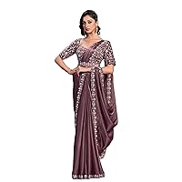 Designer Ready To Wear Saree Moti Sequins Thread Ceremonial Sari 6273