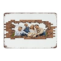 Family Photo 3D Cracked' Broken Hole Farmhouse Metal Sign Personalized Dining Room Signs Sweet Families Collage Frame Wall Decor Aluminum Metal Sign for Patio Front Door Terrace 8x12 Inch