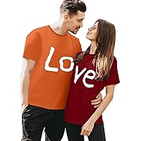 Valentine's Day Shirt for Women Men Print Short Sleeve Tops Casual Crewneck Loose T Shirts Couple Matching Pullover