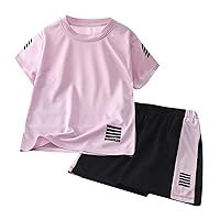 Kids Toddler Baby Unisex Spring Summer Print Short Sleeve Sports Tshirt Shorts Outfits Clothes Kid Sweatshirt Boy