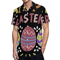 Happy Easter Eggs Hawaiian Shirt for Men Short Sleeve Button Down Summer Tee Shirts Tops