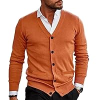 College Style V Neck Single-Breasted Cardigan Knitted Autumn Winter Warm Long Sleeve Tops Men's Casual Sweater