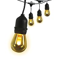 Feit Electric LED String Lights with Flame Bulbs Effect, 12ft Commercial Grade and Shatter Resistant String Lights, 6 Sockets, Linkable, 15,000-Hour Lifetime, SL12-6/FLAME, 7 Bulbs Included
