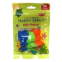 GuruNanda DentalGuru Floss for Kids - Kids Dental Floss with Easy Grip Handle - Fun Sea Animal Shape Floss Picks 30ct, Multicolor