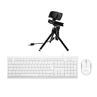 Macally Wired Keyboard & Mouse Combo and a 1080P Webcam with Tripod, Don't Hassle with MacBook Poor Camera Quality Anymore!