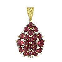 Stylish Ruby Gf Natural Gemstone Oval Shape Pendant 10K, 14K, 18K Yellow Gold Jewelry