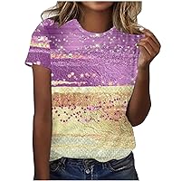 Classic Striped Tops for Women, Short Sleeve T Shirts Casual Printed Tunic Comfort Summer Tee Loose Fit Workout Top