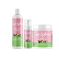 ORS Olive Oil Curlshow Curl Style Milk Infused with Collagen & Avocado Oil - Curl Style Mousse Infused with Collagen & Avocado Oil - Conditioner Gel Infused with Collagen & Avocado Oil - Bundle