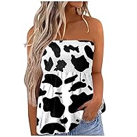 Basic Tank Tops For Women Cropped Womens Smocked Strapless Tube Tops Summer Off The Shoulder Tube Tanks Floral Print Pleated Tunic Top Cute Tank Top Tank Top Pack Women