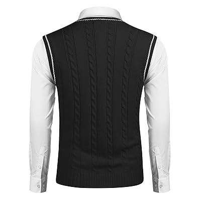 COOFANDY Men's Sweater Vest V Neck Slim Fit Casual Sleeveless Twisted  Knitted Pullover Sweater