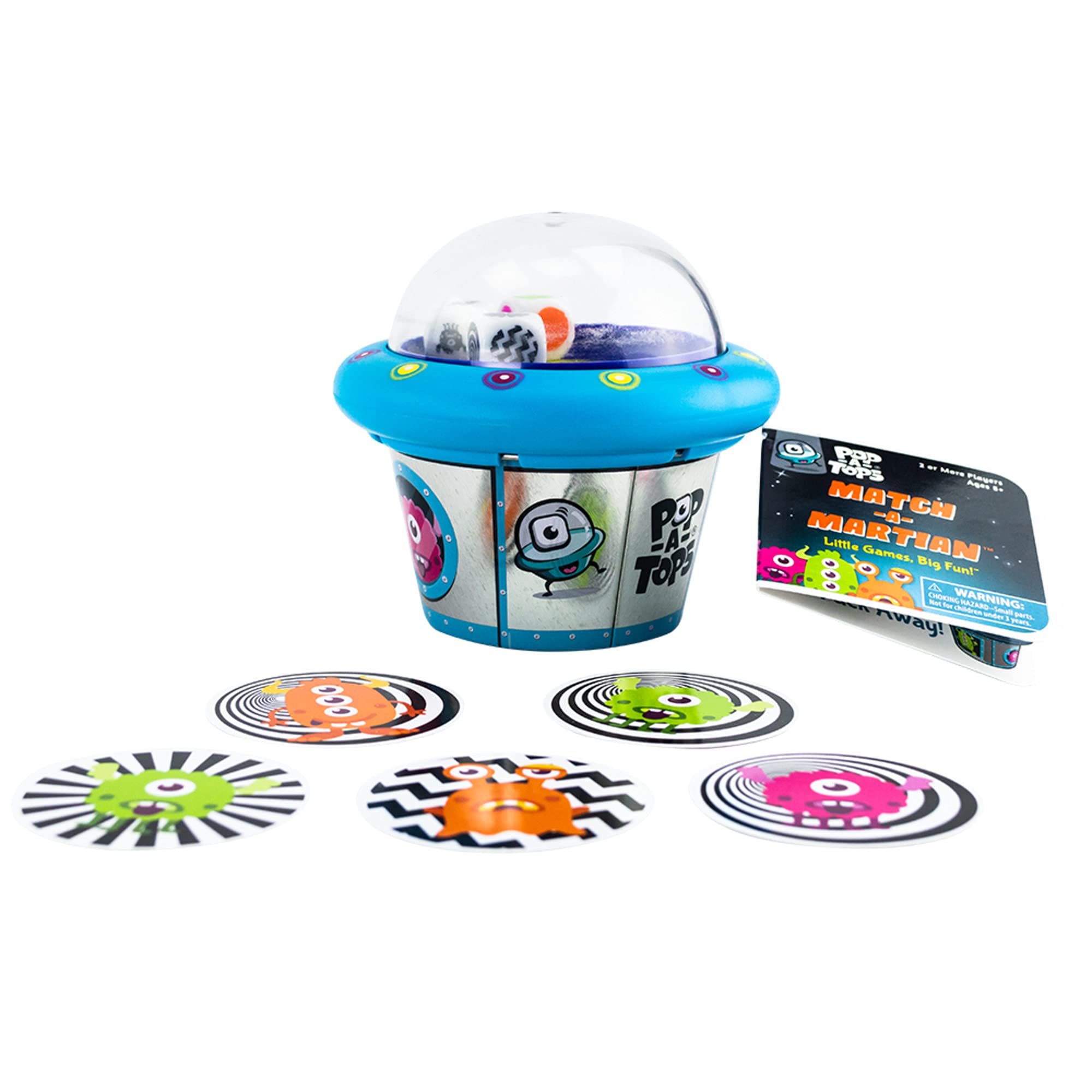 Pop-A-Tops Match-A-Martian -- Self-contained game -- Popping fun -- Travel-friendly -- Ages 5+, Multicolor