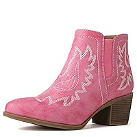 GLOBALWIN Women's Cowgirl boots Western Short Ankle Pull On Comfortable Cowboy Boots For Women Low Heel