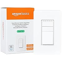 Single Pole Smart Dimmer Switch, Neutral Wire Required, 2.4 Ghz WiFi, Works with Alexa, White, 2.91