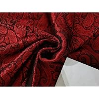 Spun Brocade Fabric Red x Black Paisleys 44