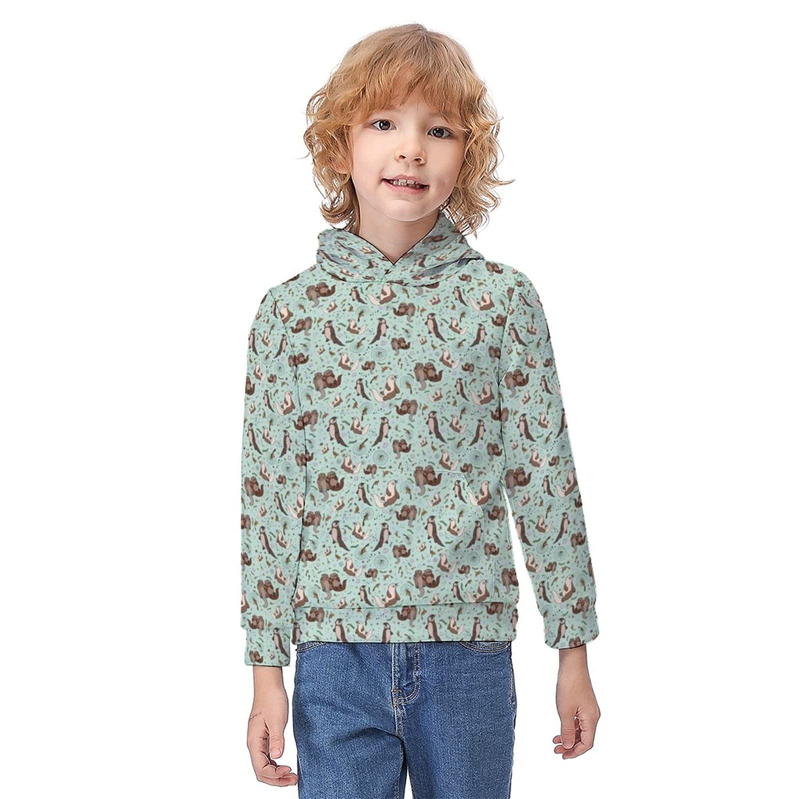 Sea Otters Children's Hoodies Printed Hooded Pullover Sweatshirt For Boys Girls