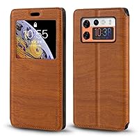 for Doogee V20S Case, Wood Grain Leather Case with Card Holder and Window, Magnetic Flip Cover for Doogee V20S (6.43”) Brown