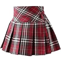 SHOOYING Girls Women's Pleated Skirt School Uniform Mini Skirts, Size 2 Years - US 2XL