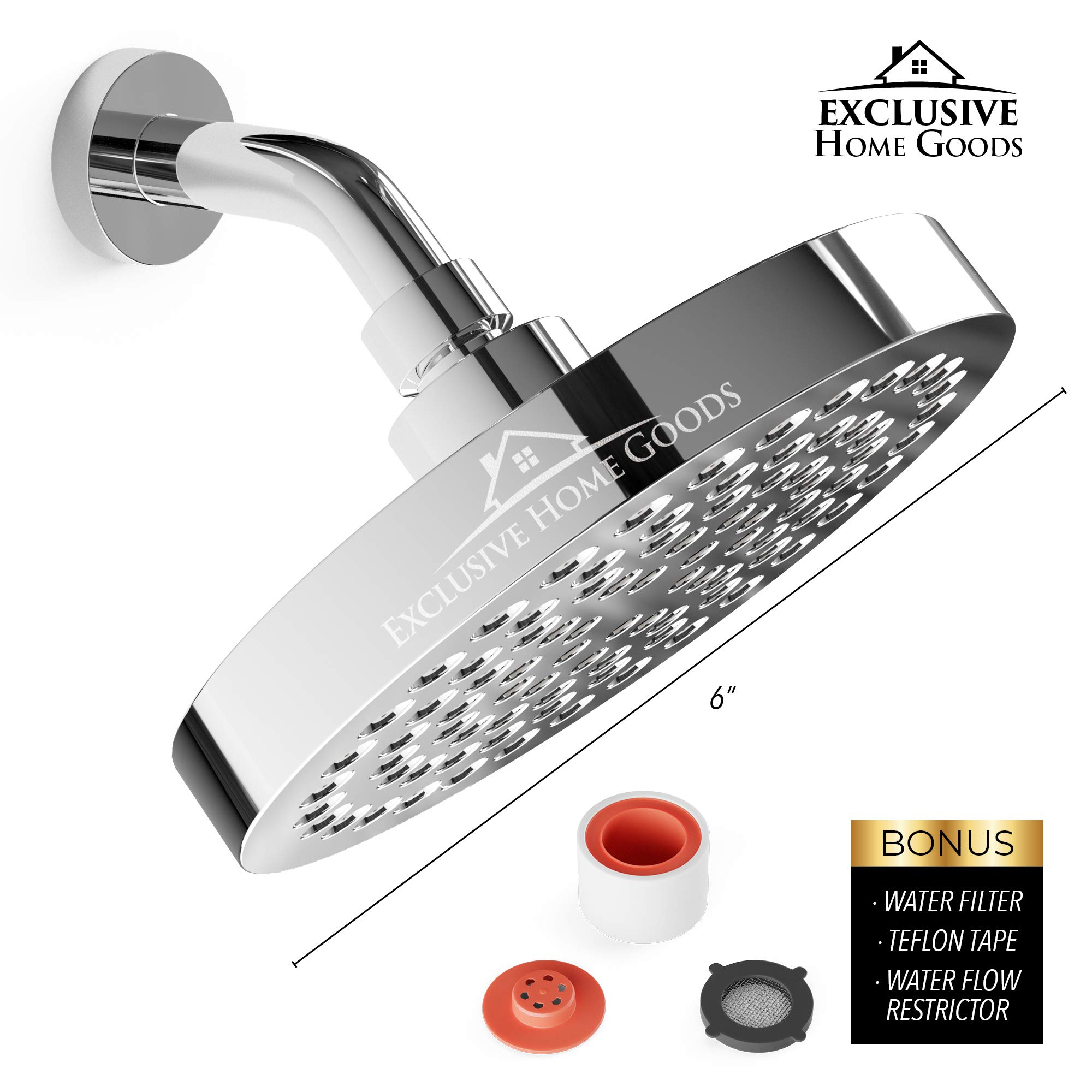 Luxury Rainfall Shower Head - High-Pressure showerhead Jets, rain shower head Ant-Clog Silicone Nozzles (1.8 GPM, Deluxe Chrome)