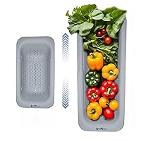 Over the Sink Colander – Expandable Kitchen Sink Colander and Strainer (7.9” W, x 14-19.3” L, x 2.75” H) Gray… (1)