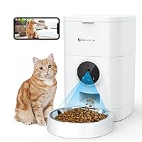 Floodlight Outdoor Home Automatic Cat Feeder with Camera,4L Automatic Cat Feeders with 4MP Camera, 10s Voice Recorder, 2.4G WiFi Cat Feeder Automatic with Smart APP Control and Timer