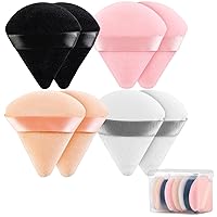 8 Pcs Triangle Powder Puff Face with Case, Cotton Soft Triangle Makeup Puff Velour Cosmetic Foundation Blender Sponge Beauty Makeup Tools for Both Dry and Wet