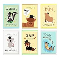 Sinasasspel 36Pack Funny Graduation Cards Congratulations Cards Assortment with Envelopes Stickers Animal Gradation Greeting Cards Proud of You Congrats Grad Gifts Graduation Party Supplies