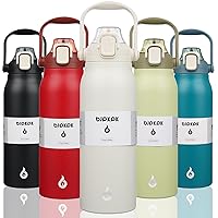 BJPKPK Insulated Water Bottles with Straw, 57oz Sports Water Bottle with One-handed Opening Lid, BPA Free Leakproof Easy Carry Water Jugs, Flasks, Thermos for Gym Sports Outdoors, White