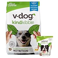 V-dog Plant Based Bundle for Large Dogs: Vegan 24LB Kind Kibble Dry Dog Food with Plant Based Protein and Plant-Based Savory Jerky