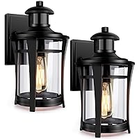 2-Pack Motion Sensor Outdoor Lights, Dusk to Dawn Porch Lights, 3 Modes Exterior Wall Light Fixture, Waterproof Aluminum Anti-Rust Lantern for House Outside Entryway, Motion Activated