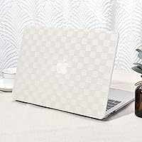 Seorsok Compatible with MacBook Air 13 Inch Case2022 2021 2020 2019 2018 Release A1932 A2179 M1 A2337 Touch ID,Elegant Leather Plastic Hard Shell Case Transparent Keyboard Cover,Beige PVC Grid