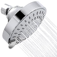Shower Head, 5 Modes High Pressure Shower Heads for Relaxed Shower Experience, 4.1 Inch Bathroom Fixed Showerhead Even at Low Water Pressure for Powerful Spray, Chrome