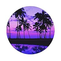 Palm Tree Purple Sunset Print Leather Coaster Set of 6 Pieces,Round Heat-Resistant Drinks Coffee Decorative Coaster for Living Room Kitchen,4 in