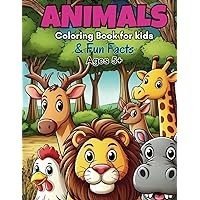 Animals coloring book for kids: 50 animals with curious and educational facts. Learn and have fun coloring. Ages 5+