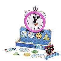 Melissa & Doug T i c k e t y Tock: Wooden Clock Bundle with 1 Theme Compatible M&D Scratch Fun Mini-Pad (33014)