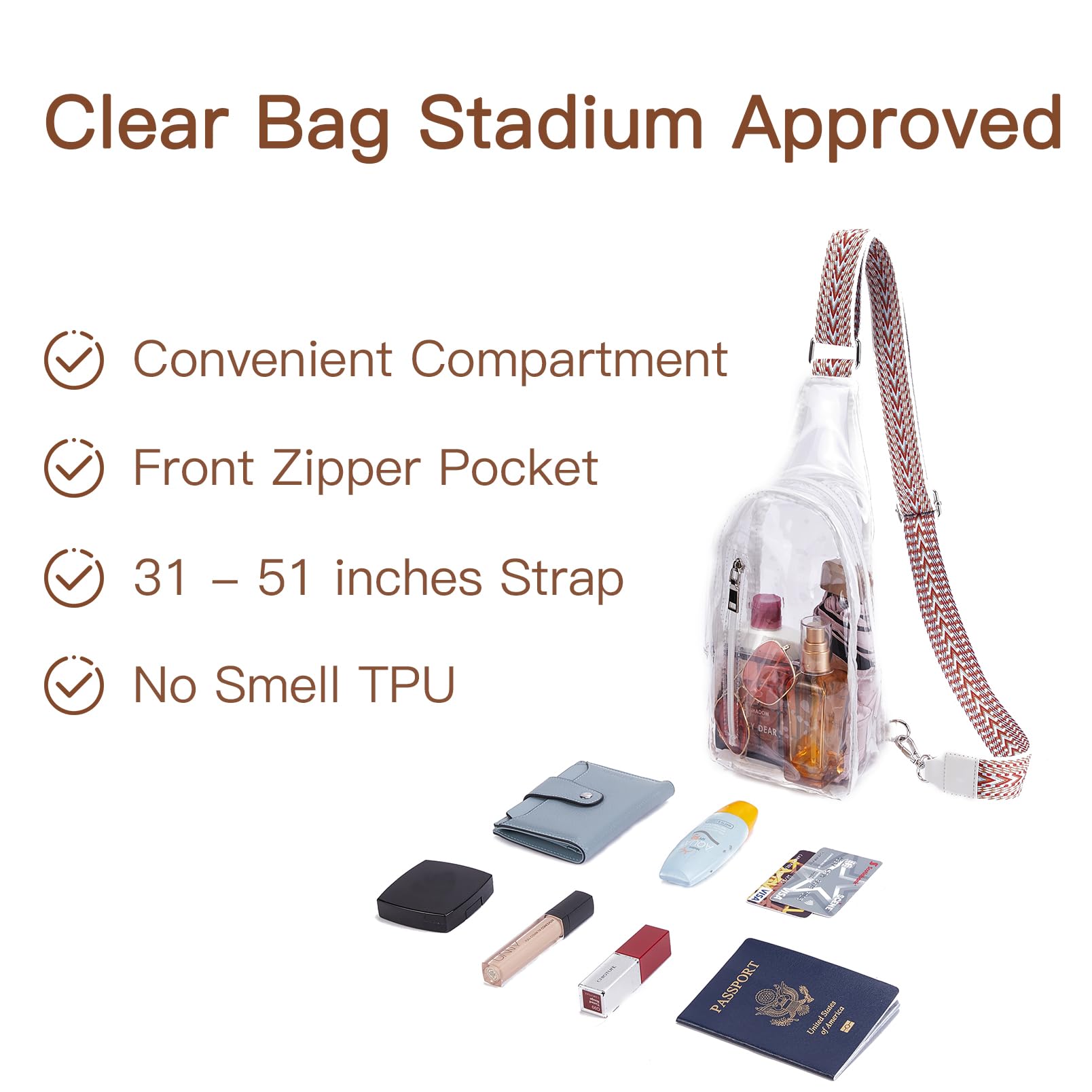 Telena Clear Fanny Pack Stadium Approved with Telena Clear Sling Bag