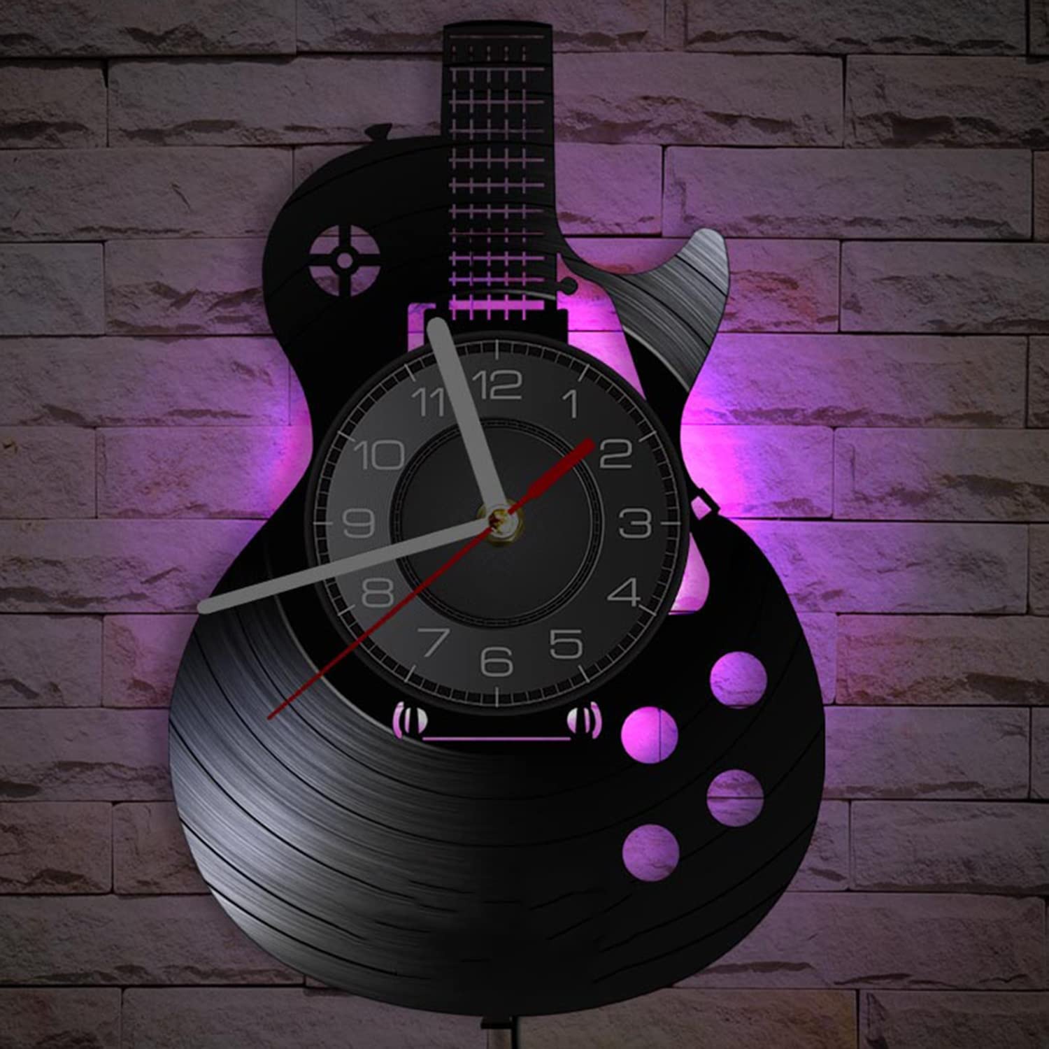 Mua Music Vinyl Record Wall Clock, Creative Guitar Gifts for Men 7 Kinds LED  Color Night Lamp Clock 12” Handmade Art Home Decor Music Instrument Wall  Clock for Living Room, Music Studio(B-LED)