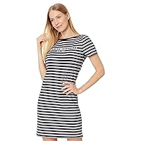 Tommy Hilfiger Women's Striped Logo T-Shirt Dress, Black/WhiteLarge