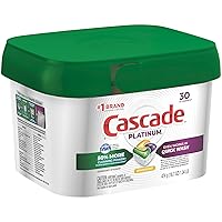 Cascade Platinum Actionpacs Dishwasher Detergent, Lemon Scent, 30 Count